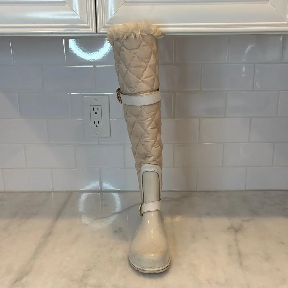 Michael Kors Boots Fulton Harness Quilted Tall Fur Lined Rainboots Winter Size 6 - Picture 10 of 17